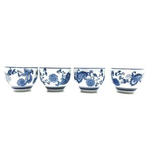 Blue and White Asian Inspired Tea Cup Set Hand painted Pier1